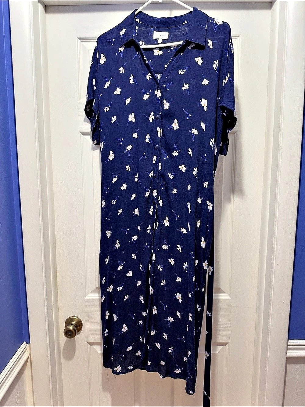 Lucky Brand Floral Maxi Dress Blue & White Size XL